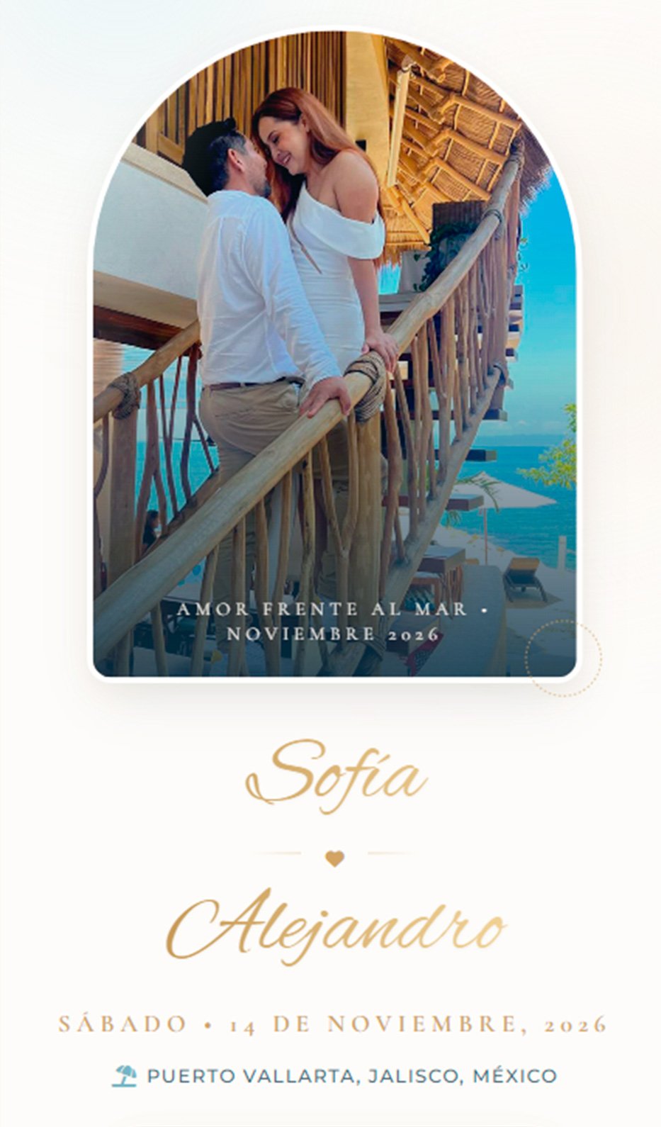Diseño Boda Arena y Mar - Invitación Digital Playa