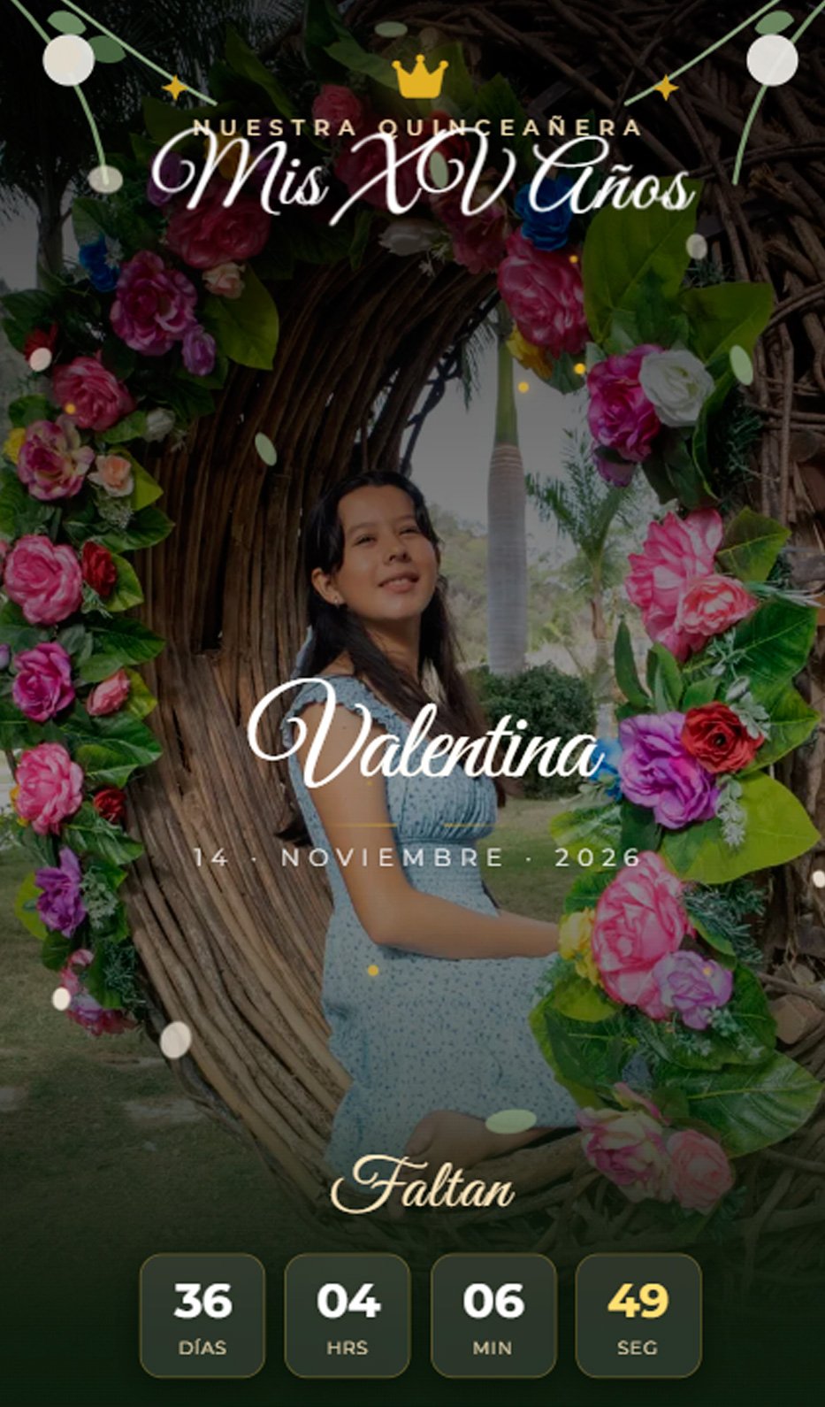 Diseño XV Años Olivo Vintage Botánico